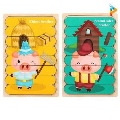 Puzzle en bois double face Montessori enfant