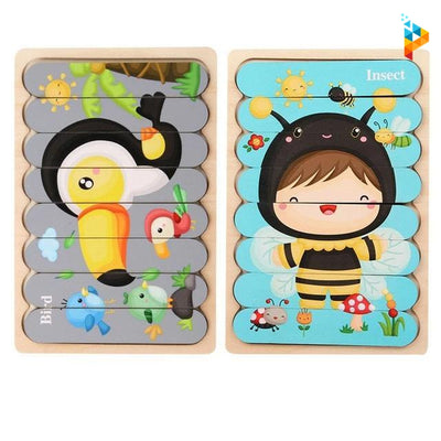 Puzzle en bois double face Montessori enfant