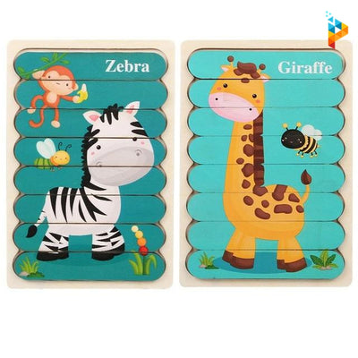 Puzzle en bois double face Montessori enfant