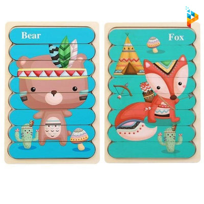 Puzzle en bois double face Montessori enfant