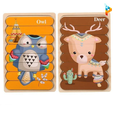 Puzzle en bois double face Montessori enfant