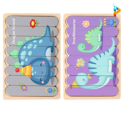 Puzzle en bois double face Montessori enfant