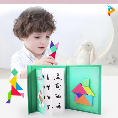 Tangram Montessori magnétique Puzzle en bois 3D Educatif