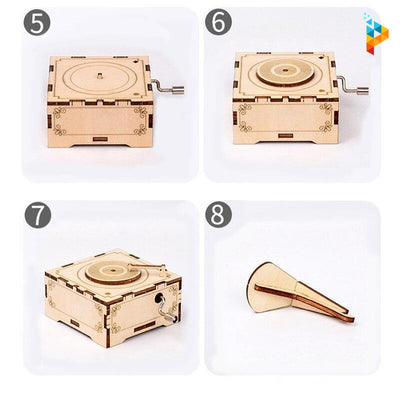 Gramophone Puzzle 3D en bois Boîte à musique