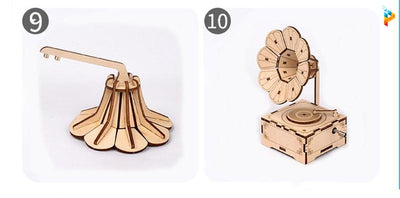 Gramophone Puzzle 3D en bois Boîte à musique