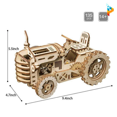Puzzle en bois 3D tracteur vintage-Puzzledebois ™