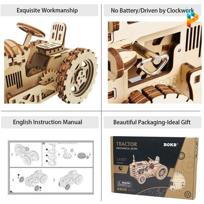 Puzzle en bois 3D tracteur vintage-Puzzledebois ™