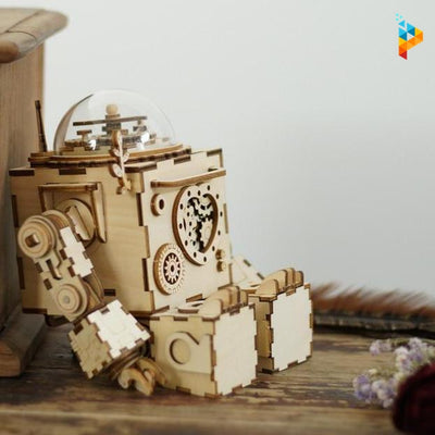 Robot Steampunk boite à musique puzzle 3D en bois-Puzzledebois ™