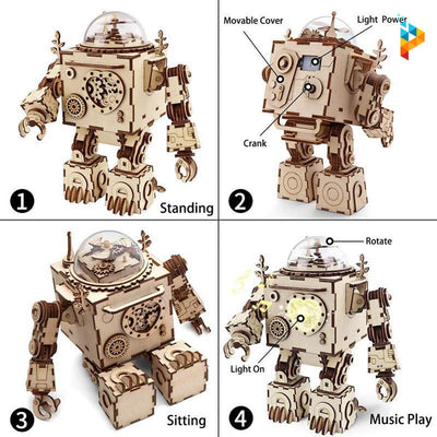 Robot Steampunk boite à musique puzzle 3D en bois-Puzzledebois ™