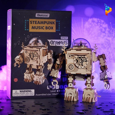 Robot Steampunk boite à musique puzzle 3D en bois-Puzzledebois ™