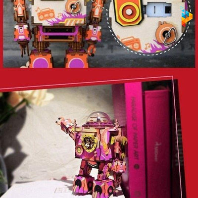 Robot Steampunk coloré boite à musique puzzle 3D en bois-Puzzledebois ™