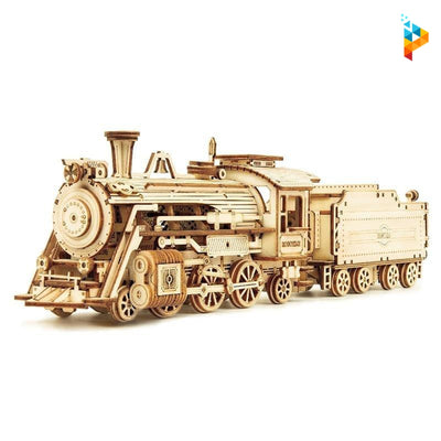 Train locomotive à vapeur puzzle 3D en bois mécanique-Puzzledebois ™