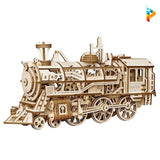 Train locomotive mécanique puzzle 3D en bois-Puzzledebois ™