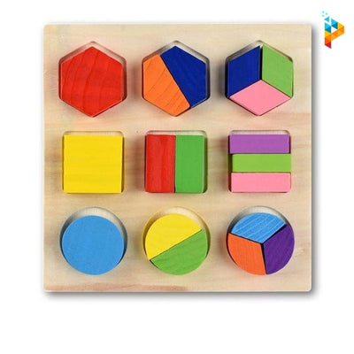 Triple Forme géométrique Montessori puzzle en bois éducatif enfant-Puzzledebois ™