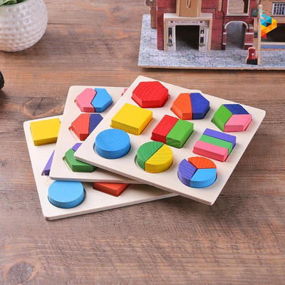 Triples formes géométriques Montessori puzzle en bois éducatif enfant-Puzzledebois ™